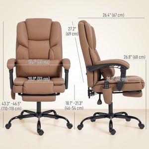 Office Chair with Massage, Pet-Friendly Faux Leather Reclining Desk Chair with Lumbar Support, Footrest – view 9