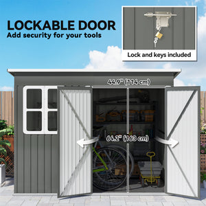 8.5' x 6' Galvanised Steel Outdoor Storage Shed, Garden Shed with Window – view 12