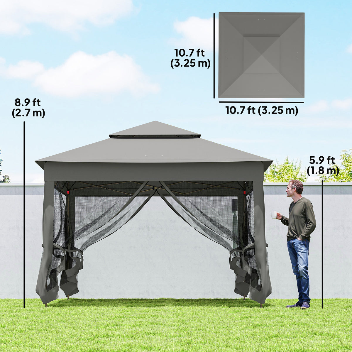 11' x 11' Pop Up Canopy 2-Tier Soft Top Shelter Event Tent w/ Netting Carry Bag for Patio Backyard Garden – view 2