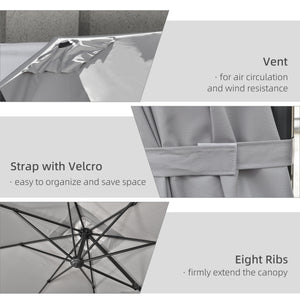 9ft Cantilever Patio Umbrella, Square Overhanging Umbrella with Cross Base, Crank Handle, Tilt – view 12