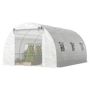 Walk-in Tunnel Greenhouse, Plant Hot House w/ Support Rods, Roll-up Mesh Door, Mesh Windows, 13'x9.8'x6.6' – view 8