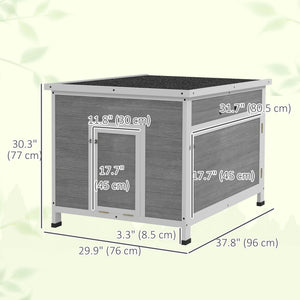 Duck Coop, Wooden Chicken House Rabbit Hutch with Openable Roof, Removable Floor, Double Doors, Ramp, Grey