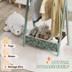 Qaba Kids Clothing Rack with Storage Shelf, Hangers, for Nursery Room, Living Room, Playroom
