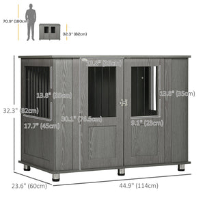 Dog Crate Furniture with Lockable Magnetic Door, Adjustable feet for Extra Large, Medium & Small Dogs, Indoor Use, Grey
