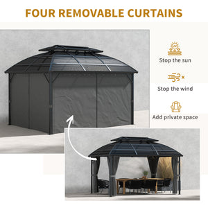 13' x 10' Patio Gazebo, Double Roof Outdoor Gazebo Canopy Shelter with Curtains and Aluminium Frame for Garden, Black