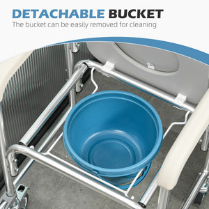 3-in-1 Shower Commode Wheelchair, Transport Beside Commode Chair with Padded Seat for the Elderly, Disabled