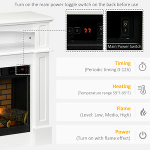 Electric Fireplace with Mantel, Freestanding Heater Corner Firebox with Remote Control, 700W/1400W, Brown – view 11