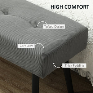 39" Upholstered Ottoman Bench, Corduroy Entryway Bedroom Bench with Padded Seat and Steel Legs for Bedroom – view 17