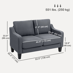 Loveseat Sofa, Modern Couch with Pocket Spring, Linen Upholstered, Thick Padded, Beige – view 9