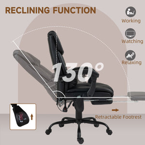 6-Point Vibration Massage Chair, Height Adjustable Reclining Computer Chair with Retractable Footrest, Black – view 4