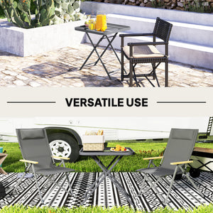 27.5" Square Outdoor Patio Table, Outdoor Folding Table with Grid Rattan-Like Top for Camping, Picnic, Black – view 14
