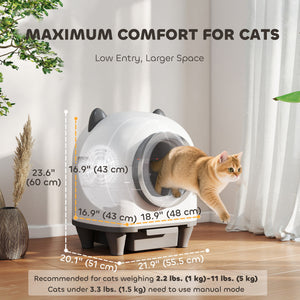 Automatic Cat Litter Box with App Control, Odor Isolation, Safety Protection, Anti-Pinch, 1 Roll Garbage Bag