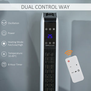 Ceramic Tower Heater, Oscillating Space Heater with Remote Control, Timer, Tip-Over & Overheat Protect, 750W/1500W
