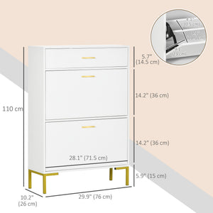 Modern Shoe Cabinet Storage 12 Pair Shoe Organizer with 2 Flip Doors Drawer and Adjustable Shelf White – view 2