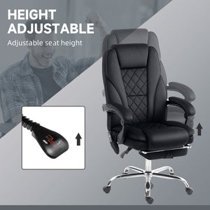 Massage Office Chair, Reclining Computer Chair with Adjustable Height and Footrest, Black