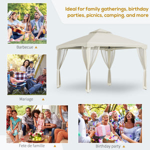 10' x 10' Patio Gazebo Pavilion, 2-Tier Roof Canopy Outdoor Event Party Tent with Steel Frame for Garden – view 13