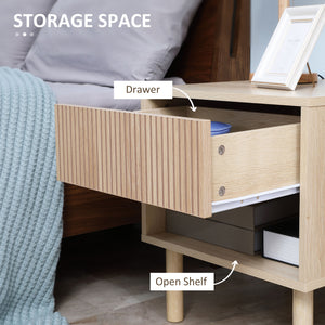 Set of 2 Bedroom Nightstands, Side Table with Storage Shelf and Drawer for Living Room, Bedroom – view 5