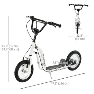 Aosom Dual Brakes Kick Scooter 12-Inch Inflatable Front Wheel Ride On Toy for Age 5+