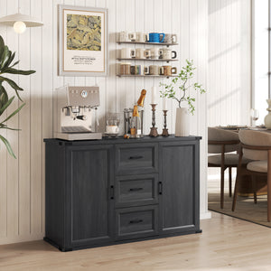 Sideboard with 3 Drawers and 2 Doors, 47" Buffet Cabinet with Adjustable Shelves for Kitchen – view 7