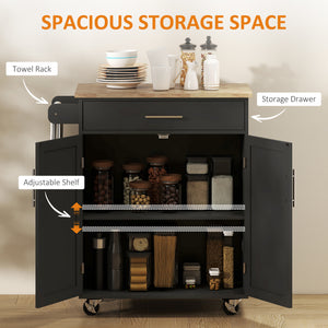 Rolling Kitchen Island Cart with Wood Top, Enough Storage Drawer Space with Towel Bar Rack Shelves – view 5