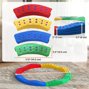 Qaba 8PCs Kids Balance Beam Stepping Stones w/ Non-slip Foot Pads