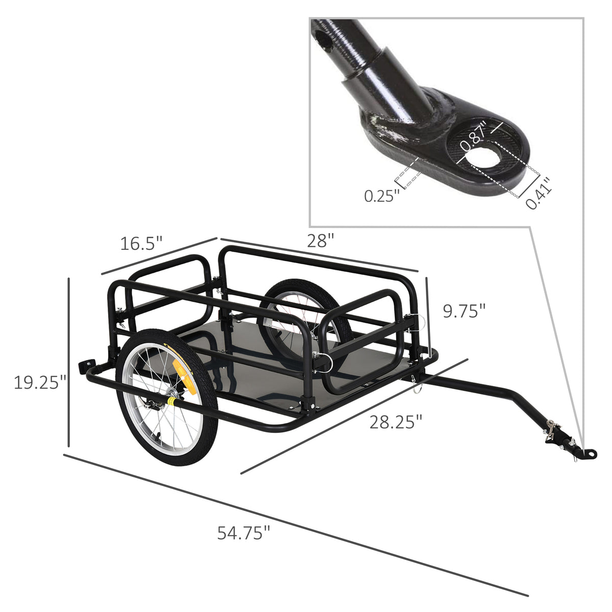 Aosom Folding Bicycle Cargo Trailer Utility Bike Cart Travel Luggage Carrier Garden Patio Tool New, Black