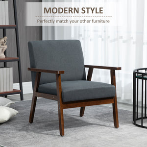 Accent Chairs with Cushioned Seat, Upholstered Linen-Feel Armchair with Adjustable Feet for Bedroom – view 10