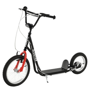 Aosom Youth Kick Scooter with Adjustable Handlebar and 16'' Inflatable Rubber Wheel for Kids and Teens 5+ Year Old