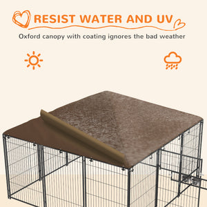 4.6' x 4.6' x 5' Outdoor Dog Kennel with Canopy, Rotating Bowls, Coffee – view 18