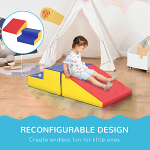 Soozier 2-Piece Climb and Crawl Activity Soft Play Set, Secure Foam Blocks Playset for Toddler Preschooler Babies Indoor, Activity Structure Play Equipment, Multi-colour