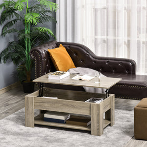 Lift Top Coffee Table with Hidden Storage Compartment and Open Shelf, Center Table for Living Room, Grey – view 7