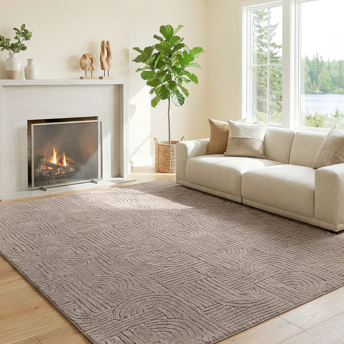 6x9 Area Rug, Luxurious Faux Fur Rug, Non-Slip Floor Carpet for Living Room, Bedroom, Dining Room, Tan – view 2