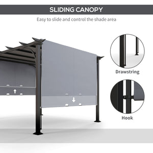 10' x 10' Outdoor Pergola Patio Gazebo Canopy Sun Shelter, Steel Frame, Beige – view 11