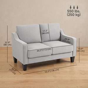 Loveseat Sofa, Modern Couch with Pocket Spring, Linen Upholstered, Thick Padded, Beige – view 16