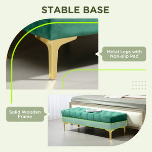 End of Bed Bench, Upholstered Bench, Entryway Shoe Bench with Button Tufted for Living Room, Bedroom, Blue – view 12