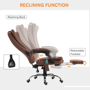 Office Chair 6-point Vibration Massage Chair Micro Fiber Recliner with Retractable Footrest Black – view 11