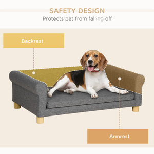 Modern Pet Sofa Cat or Medium Large Dog Bed W/ Removable Seat Cushion, Dark Grey – view 4