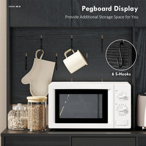 71" Pantry Cabinet with Charging Station, Kitchen Storage Cabinet with Microwave Stand, Pegboard – view 5