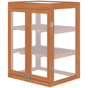 Wooden 2 Tier Cold Frame Greenhouse Polycarbonate Plant Grow House Portable Garden, 22.8" x 17.3" x 30.7", Orange
