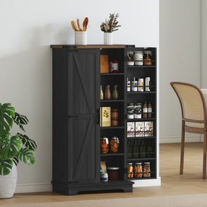 47" Kitchen Pantry Storage Cabinet, Farmhouse Kitchen Pantry Cabinet with Adjustable Shelves and Door – view 9
