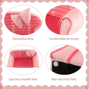 Ultra Soft Velvet Kids Sofa Chair Toddler Couch with Ottoman-Pink view 9