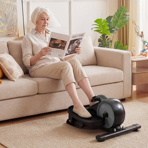 Under Desk Elliptical Pedal Exerciser Adjustable Magnetic Resistance-Silver view 2