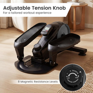 Under Desk Elliptical Pedal Exerciser Adjustable Magnetic Resistance-Silver view 7