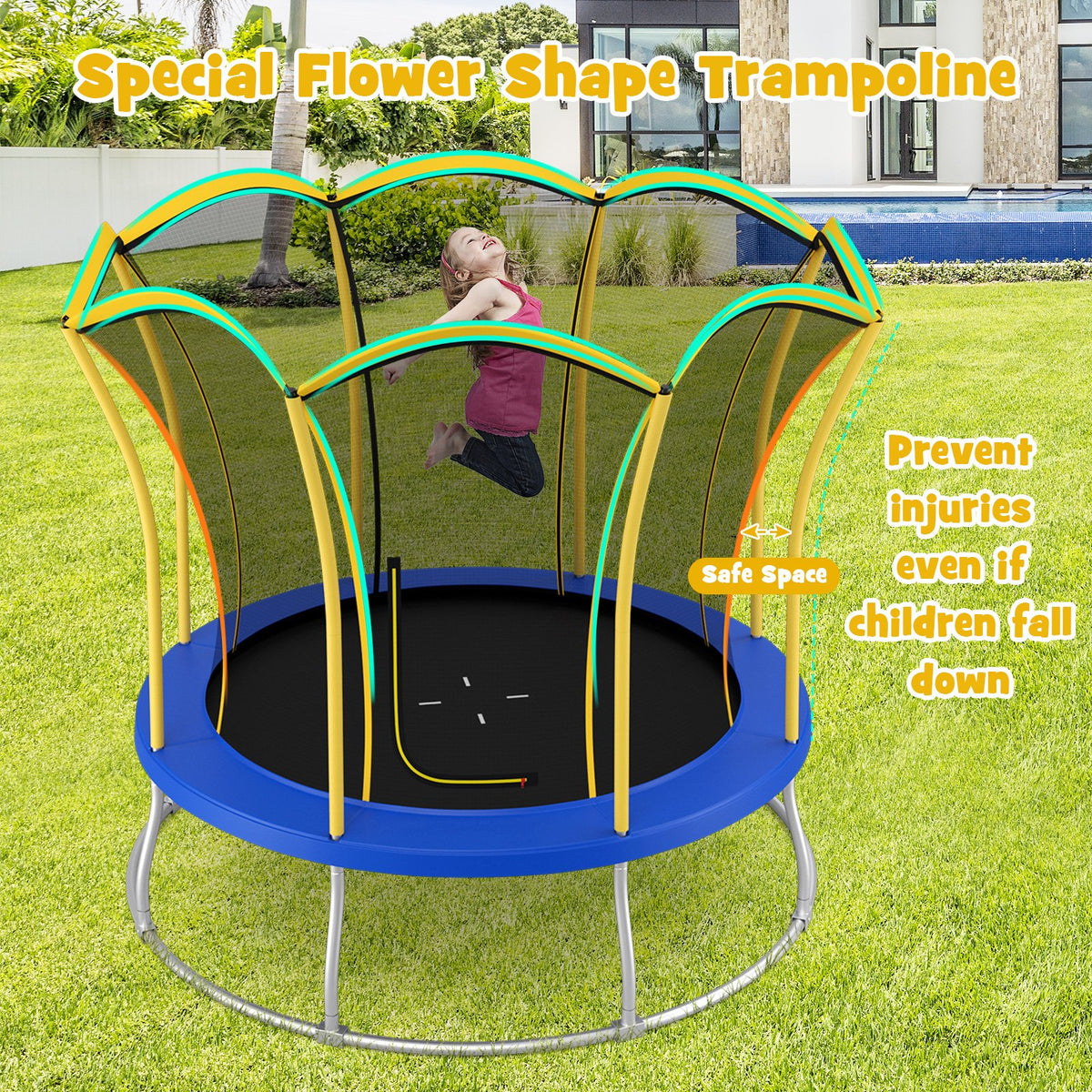 10 Feet Unique Flower Shape Trampoline with Galvanized Steel Frame-Yellow view 2