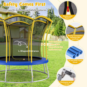 10 Feet Unique Flower Shape Trampoline with Galvanized Steel Frame-Yellow view 7