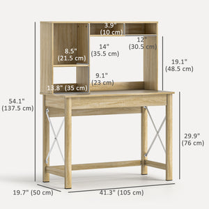 Computer Desk with Hutch, Home Office Table with Storage Shelves and Open Compartments for Writing, Work – view 9