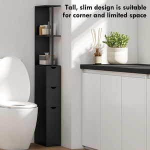 Tall Bathroom Storage Cabinet, Narrow Bathroom Cabinet with Drawers and Open Shelves for Small Spaces – view 13