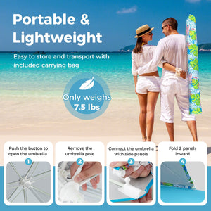 UPF50+ Sun Protection Beach Umbrella Tent with Portable Carrying Bag-Blue view 8