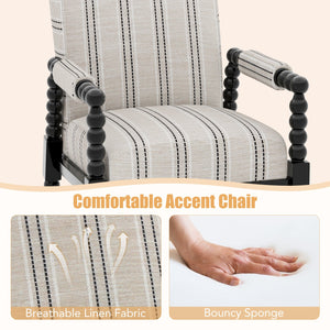 Upholstered Accent Chair with Rubber Wood Frame for Living Room-Beige view 5