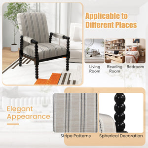 Upholstered Accent Chair with Rubber Wood Frame for Living Room-Beige view 7